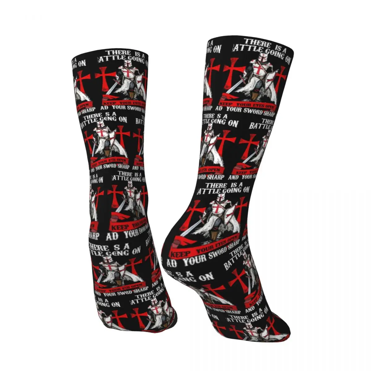 All Seasons Knights Templar Cross Shield Symbol Medieval Sword Emblem Secret Order Socks Harajuku Crew Socks Hip Hop Stockings