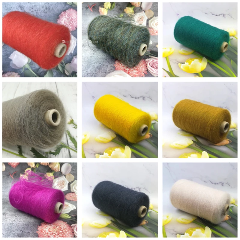 Mohair 70% Long Hair Mohair Yarn Soft and Smooth Handmade DIY Knitted Fine Sweater Coat Shawl Scarf Glove Rod Needle Thread