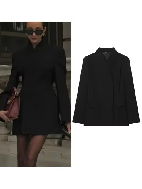 Autumn Women Simple Blazer V Neck Long Sleeve Women's Casual Pocket Coats Chic Female Tops Autumn Women Simple Blazer V Neck Long Sleeve Women's Casual Pocket Coats Chic Female Tops