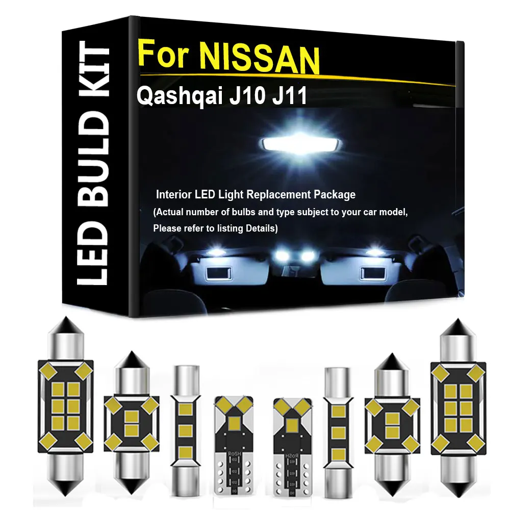 

Комплект светодиодных внутренних фонарей Canbus для NISSAN Qashqai J10 J11 2007 2009 2010 2011 2012 2015 2016 2017 2019 2020