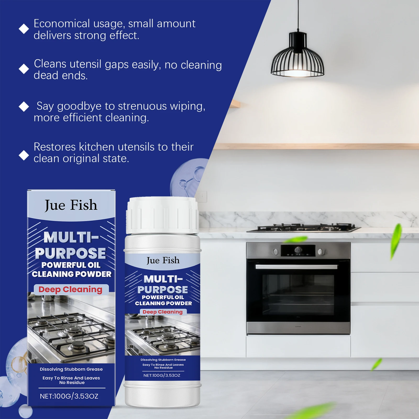 Kitchen Cleaning Powder Burn Mark Remover Stainless Steel Polish Multipurpose Cookware Cleaner Deep Degreaser 100g Cookware Care view 6