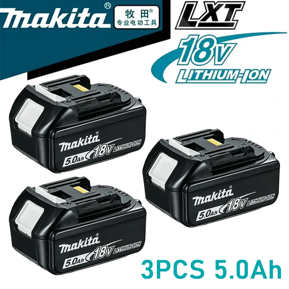 Makita 3pcs18V 5.0ah Rechargeable Lithium Battery with LED Indicator High Capacity for Makita Cordles Power Tool Battery
