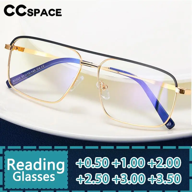 R57479 Business Metal Optical Reading Glasses Trendy Spring Hinge Presbyopia Eyeglasses Diopter +50+100+150+200+250+300+350