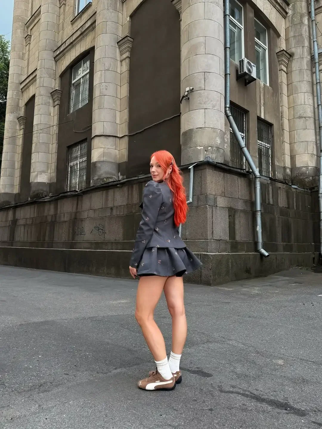 Butterfly Embroidery 2‑piece Outfit Chic Puff Sleeve Bow Neck Jacket Flare Mini Skirt Female 2026 New Trendy Matching Set