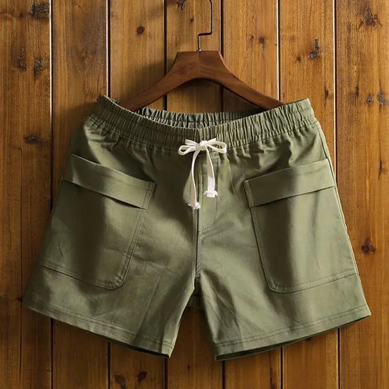 2026 Summer Men's Loose Workwear Shorts Above Knee Lightweight Casual Mid Thigh Pocket Shorts