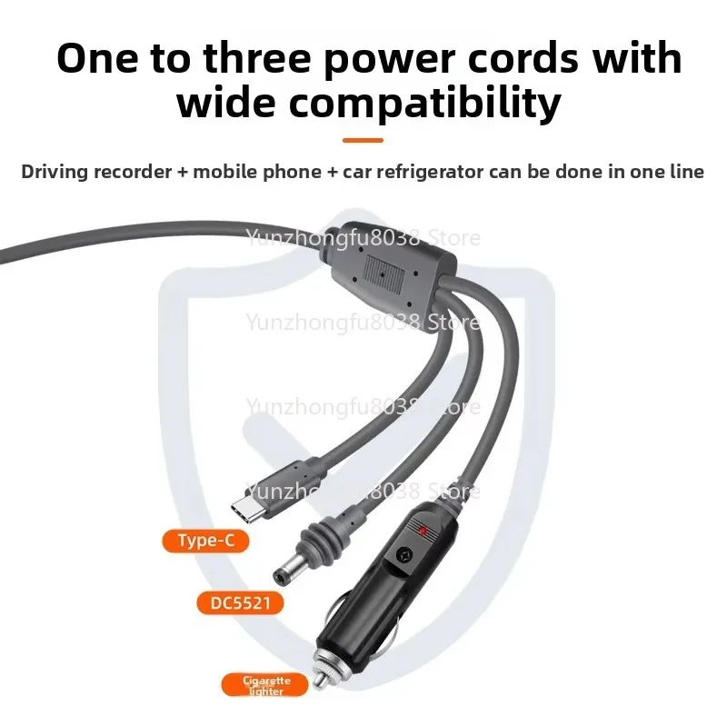 سلك الطاقة في الهواء الطلق مقاوم للماء تيار مستمر ذكر إلى ثلاثة اتصال DC5521 C نوع قابلة للشحن بولي كلوريد الفينيل مماثلة كابل ولاعة السجائر