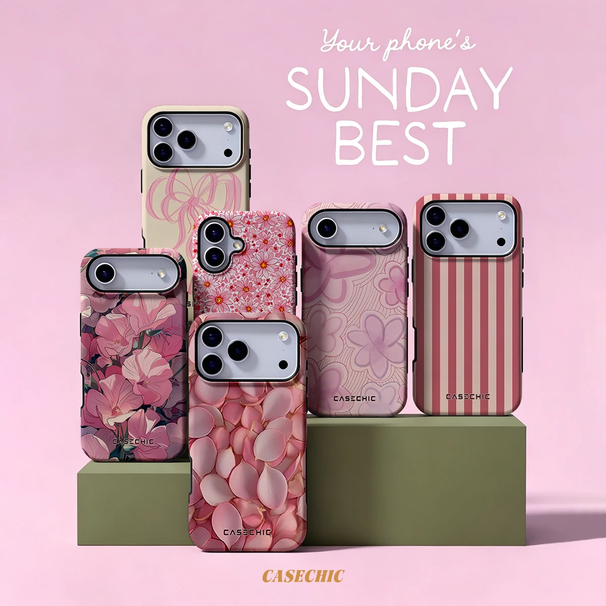 Blush Petal Cascade For Samsung Galaxy S26 S25 S24 A56 A36 Dual Layer Luxury Fashion Full Lens Protective phone Cover CaseChic