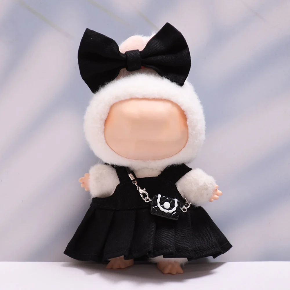 Solid Color Pleated Skir Plush Doll Clothes For Labubu DIY Toy Key Rack Decor15-17cm Mini Outfit Designer Clothing Dress Up