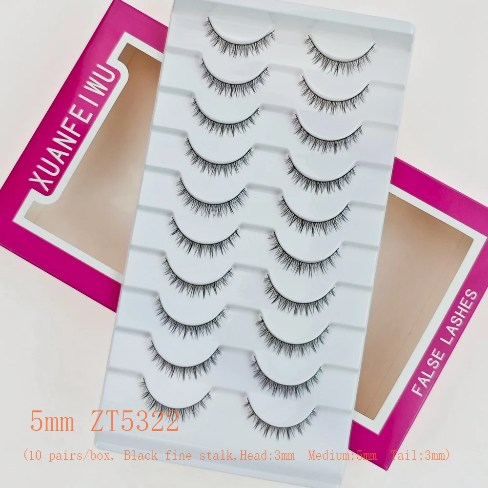 Xuanfeiwu Naturale Stile Corto Senza Trucco Look Ciglia a Striscia Completa Sparse Ultra-Naturale Realistico di Un Pezzo Aspetto Naturale Ciglia Finte Autoapplicazione Fai da Te per Principianti Ciglia per Trucco Leggero