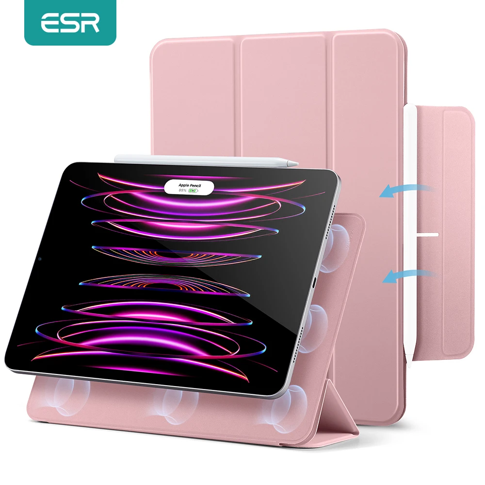 

ESR Powerful Magnetic Attachment for ipad pro 11/12.9 2018 to 2022 Slim Trifold Stand Protective Case for Ipad Air 5/4 Rebound