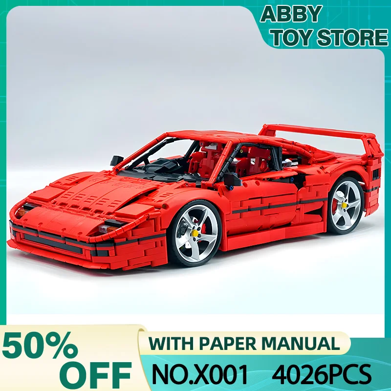 X001 Technical Red F40 Super Sports Car Compatible MOC-140629 Vehicles Building Blocks Bricks Puzzle Toy Christmas Gift For Kids