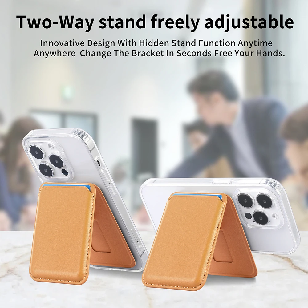 Magnetischer Kartenhalter aus Leder PU-Kartenhülle Ausweishalter Handy-Rückseiten-Aufkleber-Tasche für Magsafe iPhone 17 Kartenhalterhülle – Detail 3