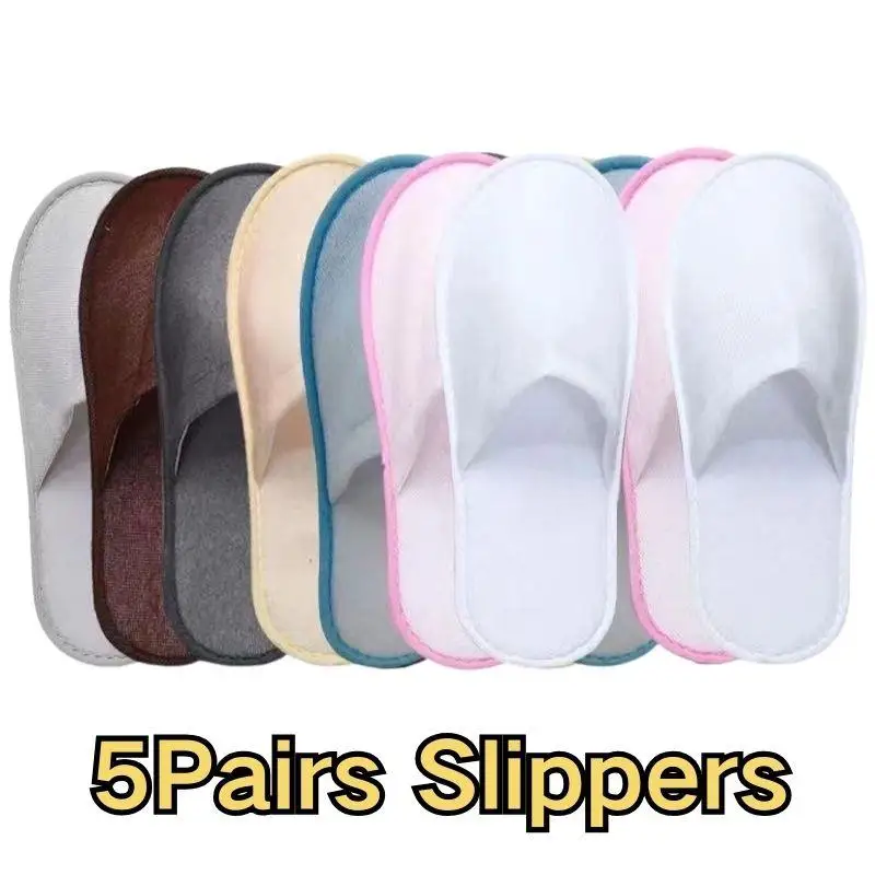 

5/1Pairs Disposable Slippers White Non-woven Travel Home Slippers Business Home Hotel Unisex Slippers Guest Anti-slip Slippers