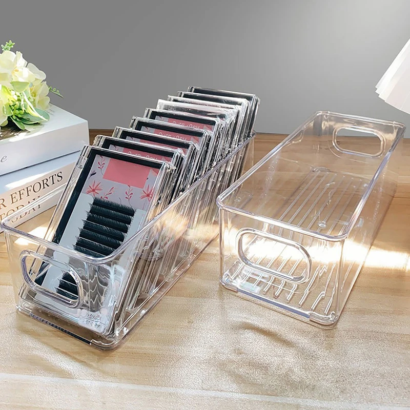 New Transparent Eyelash Storage Box Makeup Organizer False Eyelashes Glue Pallet Holders Grafting Eyelashes Extension