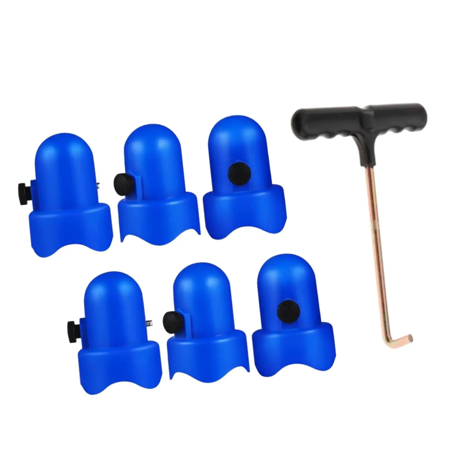 Large Trampoline Enclosure Pole Caps with Screw in Bolts, Only Fit for Pole 1.5 Inch Diameter, 6 Pieces, Blue