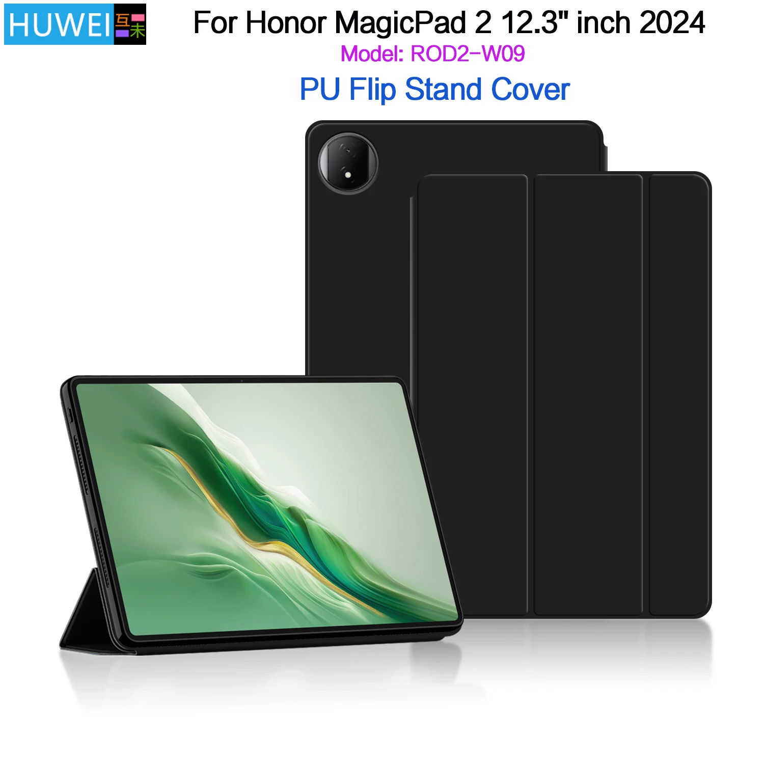 HUWEI Case For Huawei Honor MagicPad 2 Case 12.3 inch Stand Soft TPU Back Cover for Honor Magic Pad 2 MagicPad2 12.3 Tablet Case