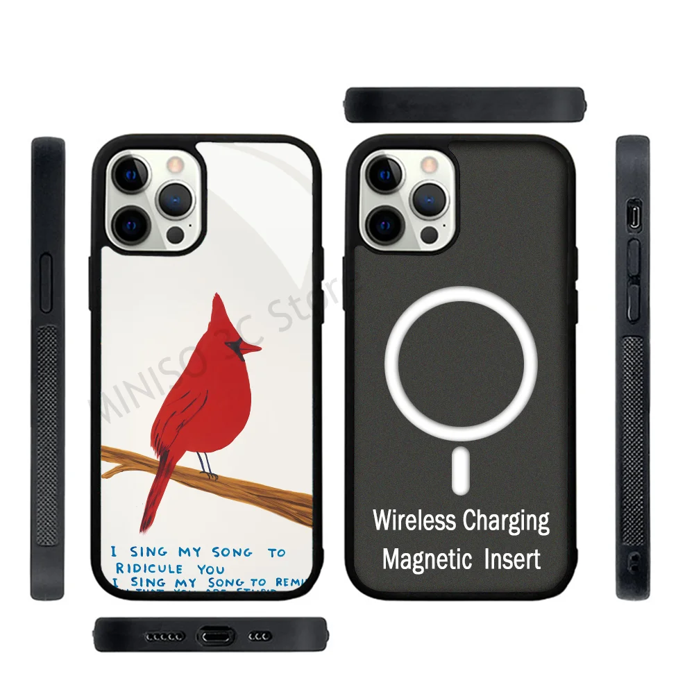 Art David John Shrigley Visual Phone Case Strong Magnetic For IPhone 15 14 13 Pro Max 11 12 Mini For Magsafe