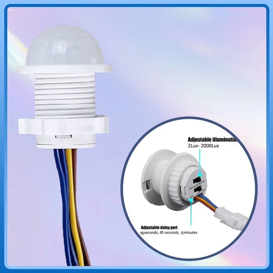 Infrared Movement Detector Adjustable Smart Time Delay PIR Motion Sensor Switch For LED Light Bulb Downlight Fan Lamp AC85-265V
