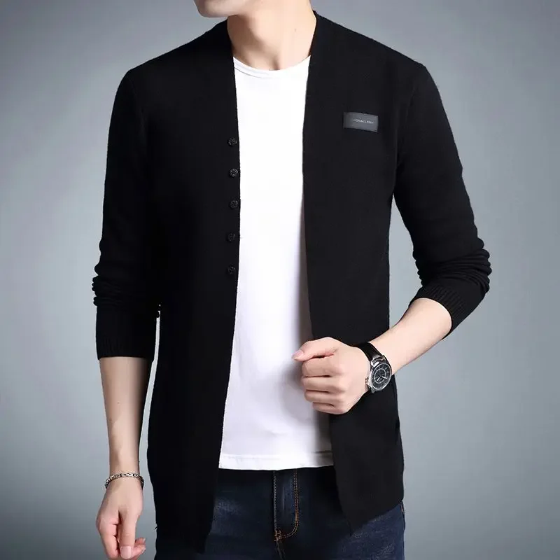 

Knit Cardigan Man Black Long Sleeve Coats Korean Style Casual Sweater for Men Cheap Knitwear Streetwear Open Popular Clothes Y2k