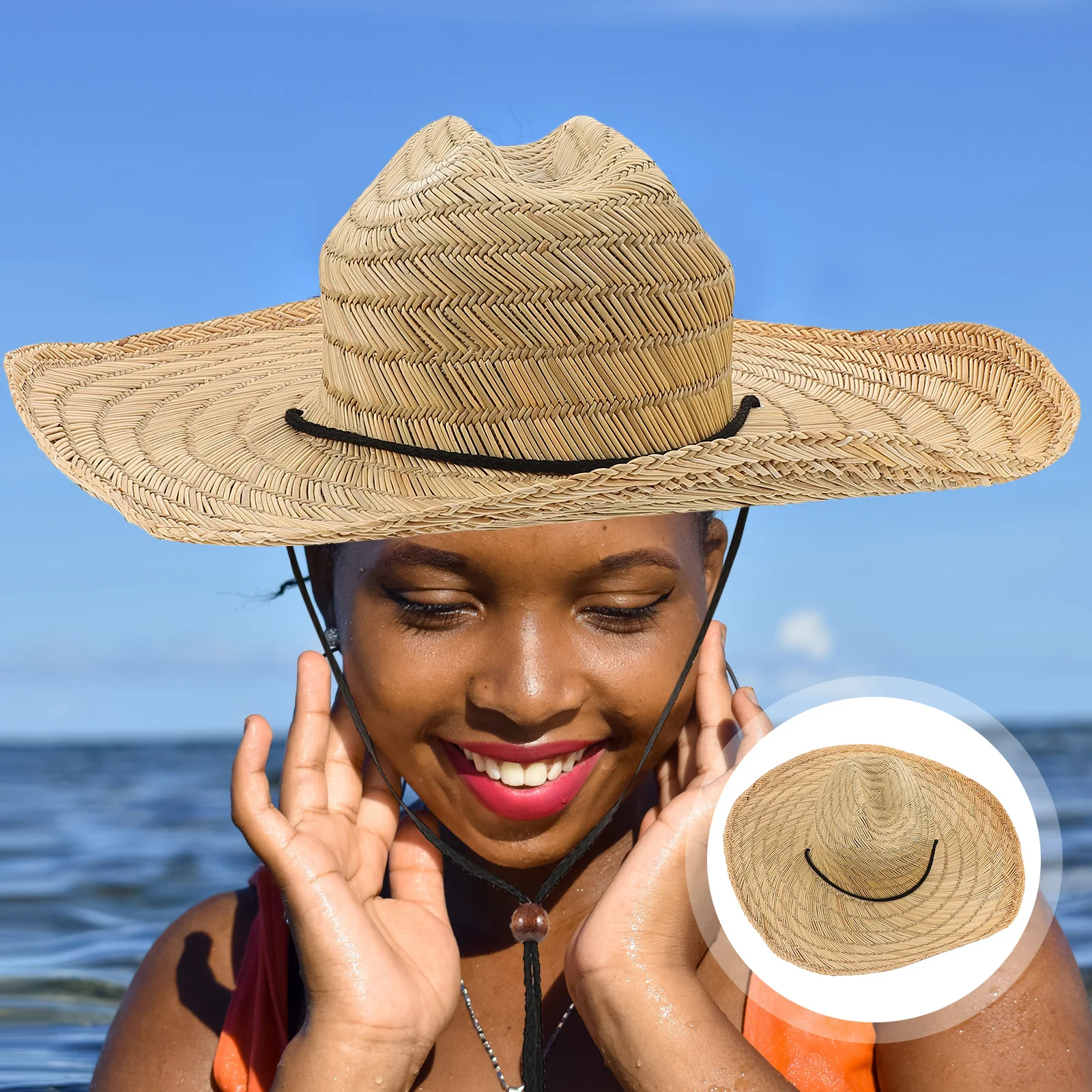 

Straw Cowboy Hat Wide Brim Lightweight Breathable Summer Travel Sun Shade Hat Women Beach Outdoor Sun Protection Cap