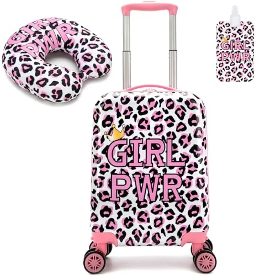 

Kid's Luggage Set 2 Pcs Suitcase Set 16" Hardside Luggage with Spinner Wheels Girls Carry on Toddler Travel Rolling Suitcase wi