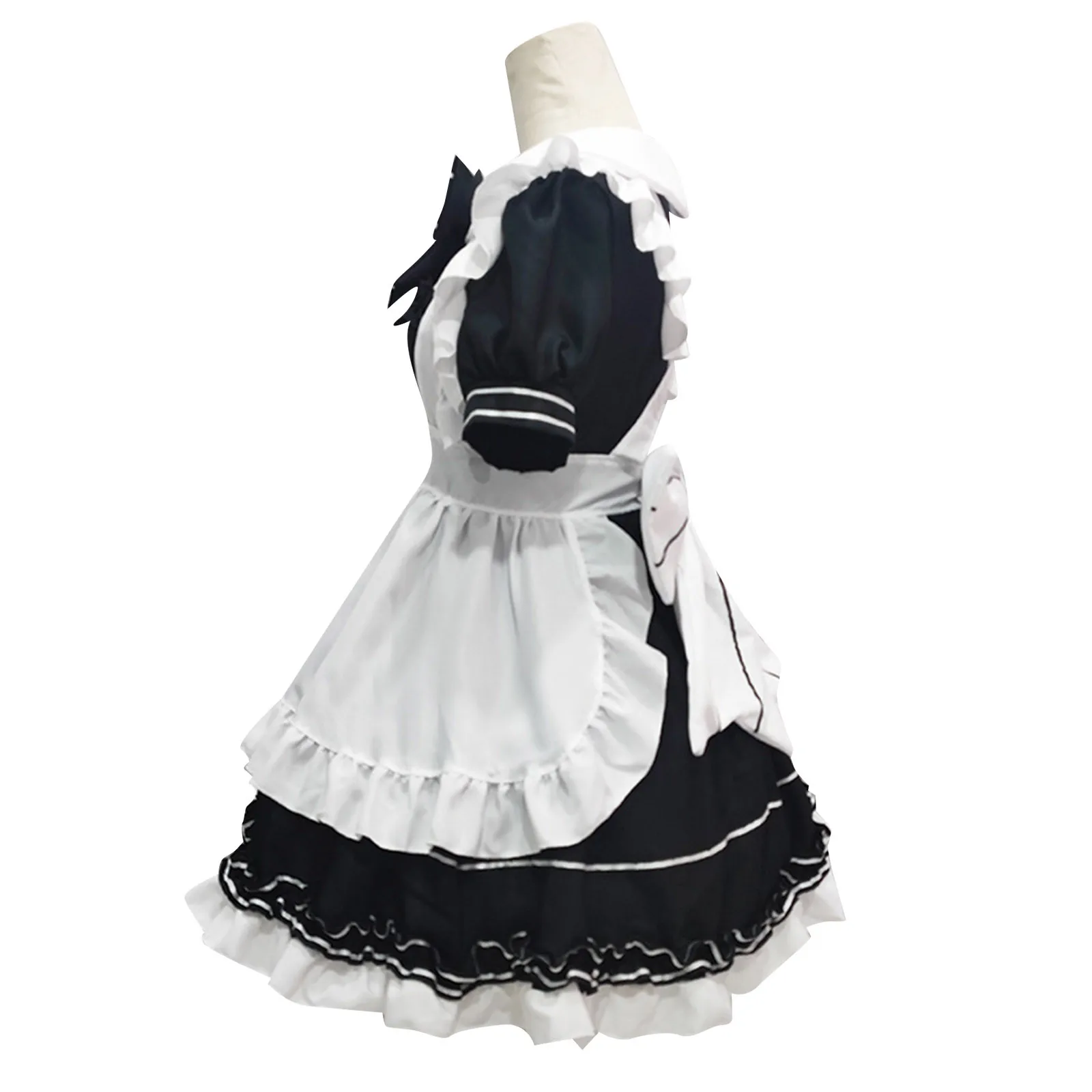 Costume de Cosplay de Demoiselle d'Honneur Gothique Noir et Blanc pour Femme, PoinRobe de Soirée, Tenue Vintage, Uniforme Lolita