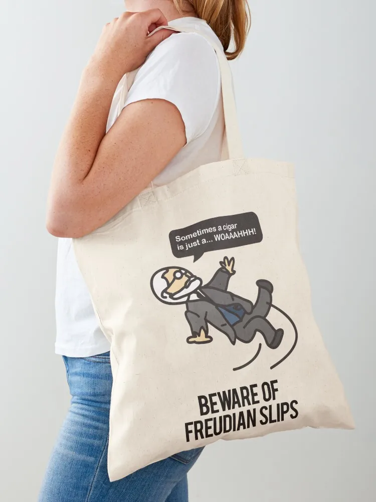 

Funny Psychology Joke Sigmund Freud - Beware of Freudian Slips Tote Bag tote bag screen hand bag ladies bags for women