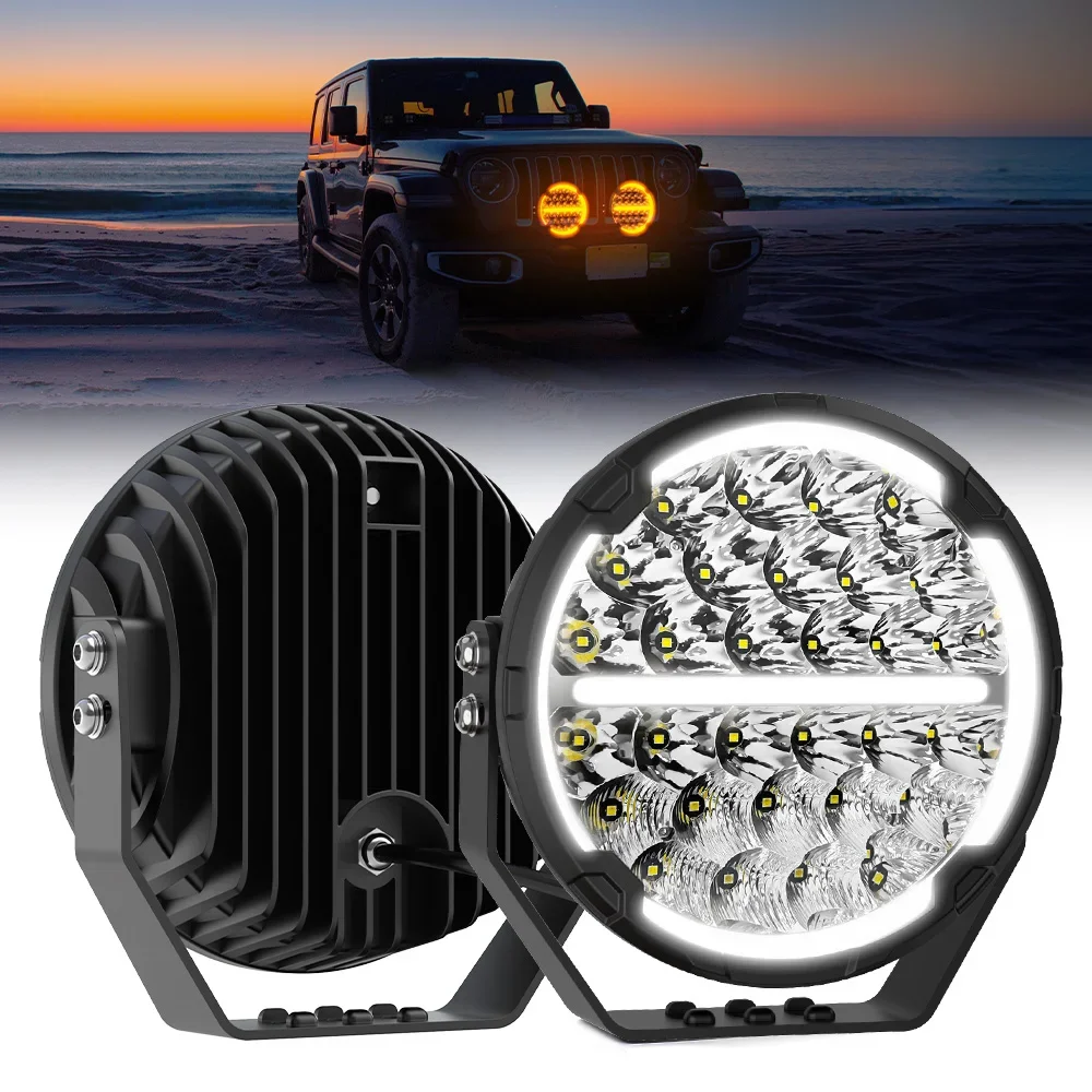 Super Bright Silver Grey Cup Option 300W 1500M 16000LM Truck Ofrroad 4x4 Combo Beam SAE Led 9 Inch Driving Light