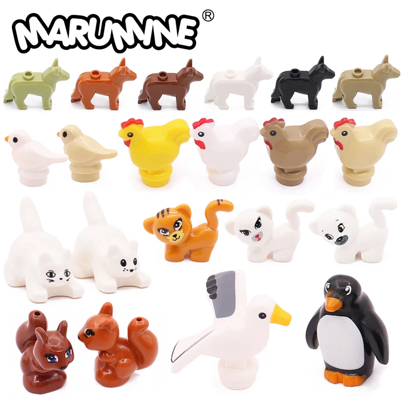 

Marumine 42PCS MOC Animals Set City Friend Part Cat Dog Compatible 6251 93089 41835pb01 48812 Pet Model Kit Bricks Accessories