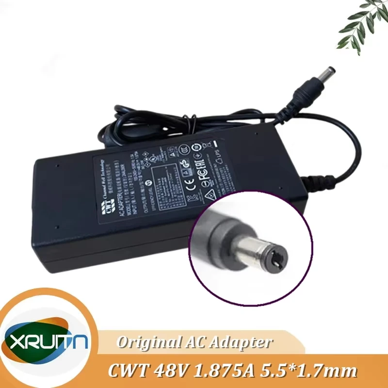 

Оригинальное зарядное устройство Channel Well CWT 2AAL090R 90 Вт, адаптер переменного тока 48 В, 1,875 А, вилка 5,5x1,7 мм для источника питания Hikvision, оригинальная