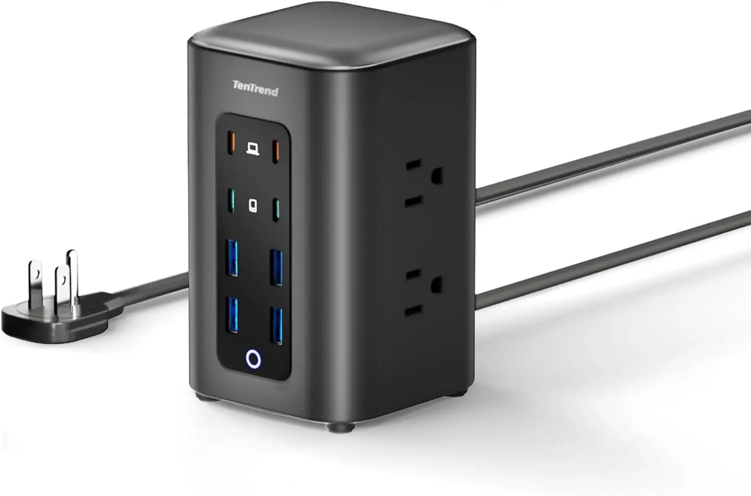 

Многорозеточный блок питания TenTrend Power Strip Tower (230 Вт), зарядная станция 14-в-1 с USB-C, защита от перенапряжения 2000 Дж, удлинитель 5 футов с токопроизводительностью 6 А