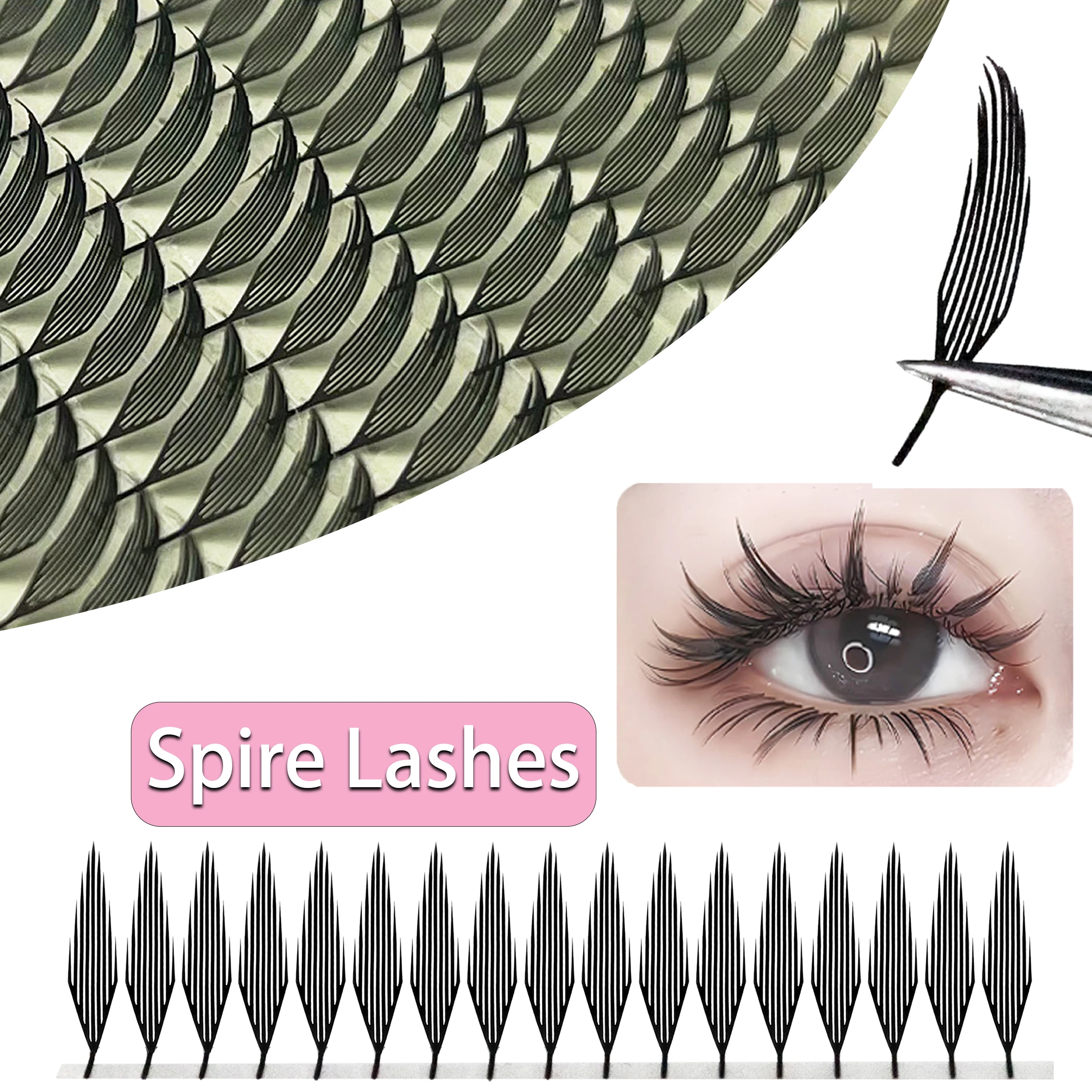 Anime Spire Wimpernverlängerung, Federform, C/D-Locken, vorgefertigte Fächer, Turmwimpern, weich, leicht, Manga-Effekt, falsche Wimpern, Make-up