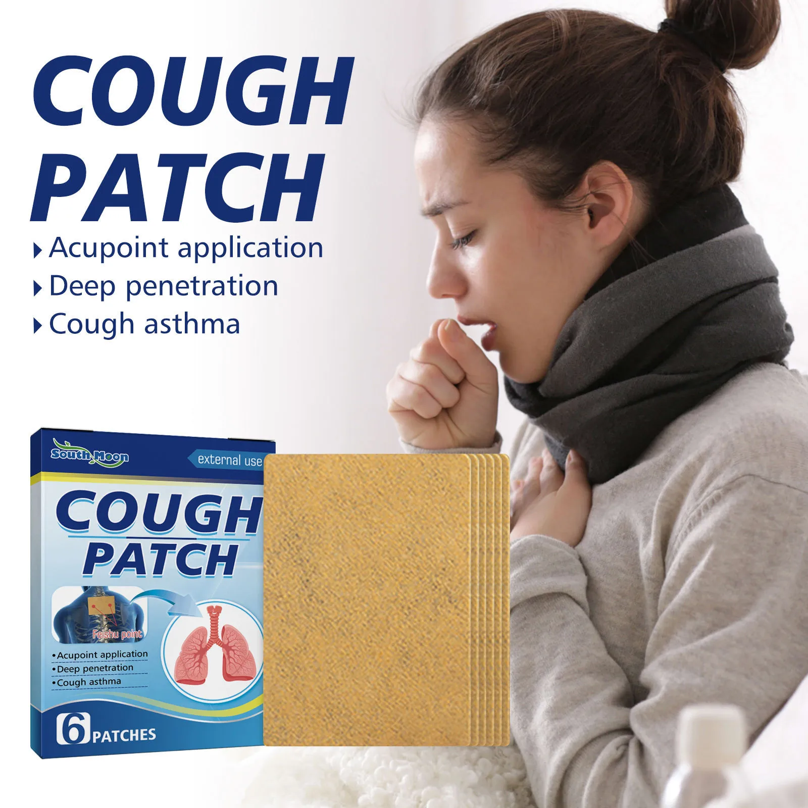 Cough Patch Cough Asthma Health Sticker Acupoint Patches Body Health Autumn And Winter Cough Patch For Elderly And Children Coug