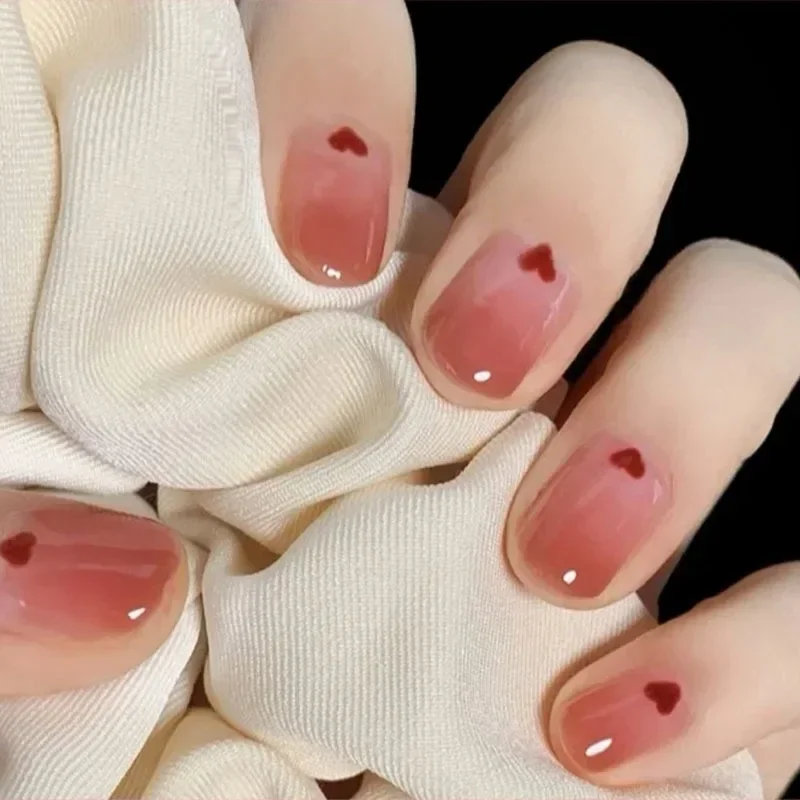 Uñas postizas con lazo de leche para mujer, puntas de uñas acrílicas, decoración de uñas artísticas, ataúd lindo Kawaii, pieza de uñas de Ballet, prensa de amor, 24 piezas