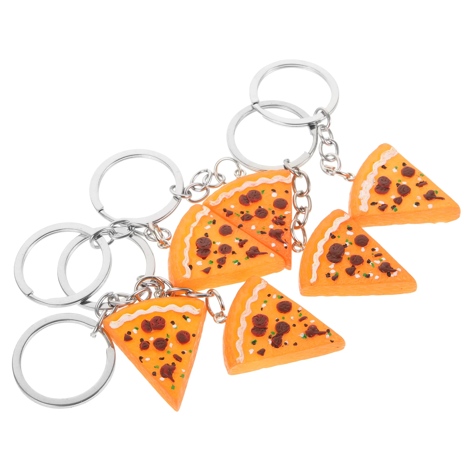 6 Pcs Miniature Food Keychains Jigsaw Puzzle Ring Erasable Whiteboards for Children Resin Pizza