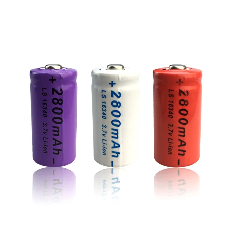 3.7V 2800mAh CR123A RCR 123 ICR 16340 for Safety Camera Rechargeable Battery Lithium Ion Battery with Charger