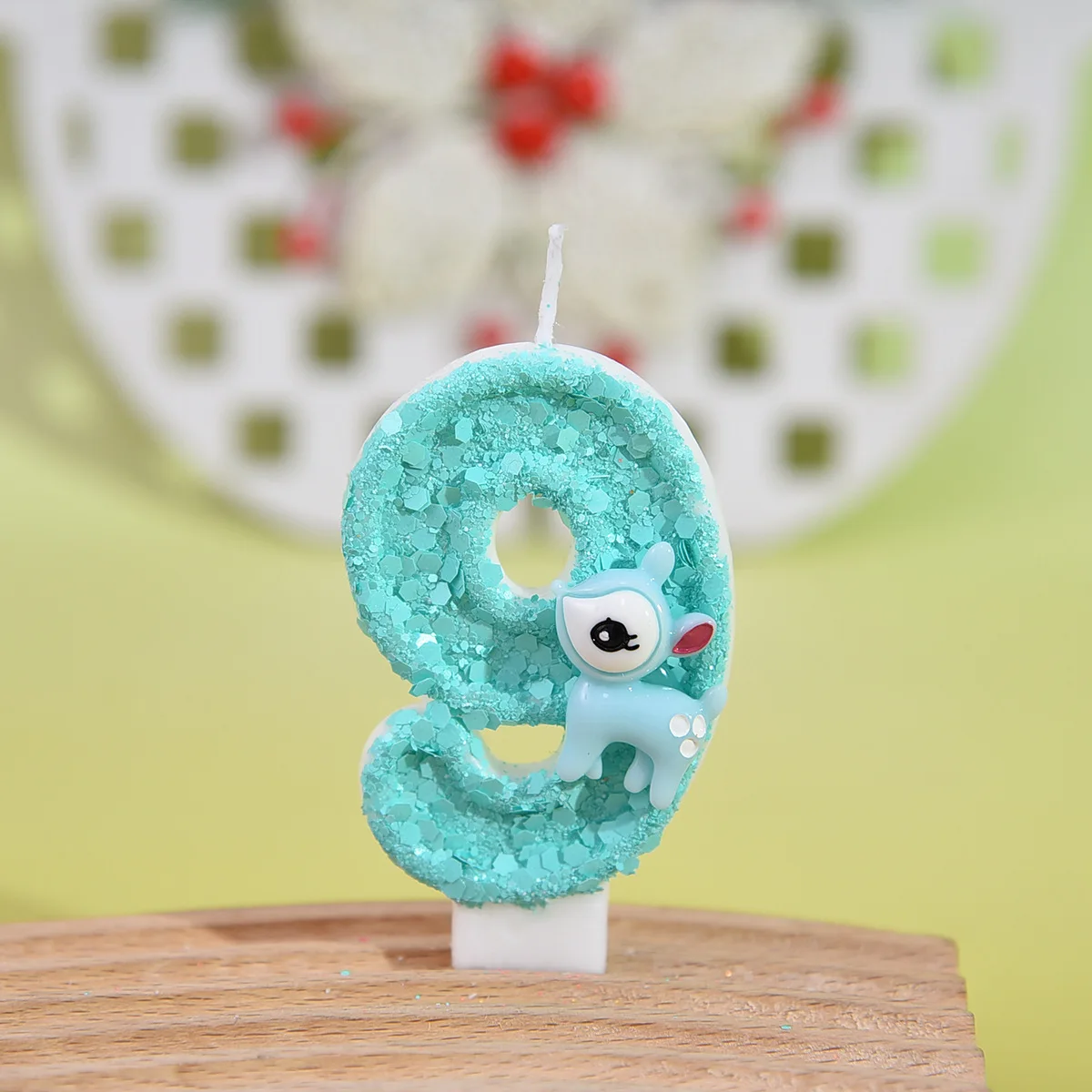 Blue Sequined Birthday Candles 0-9, Blue Cartoon Deer Digital Candles. Festive Party Atmosphere Decoration. Dessert Cake Plugin