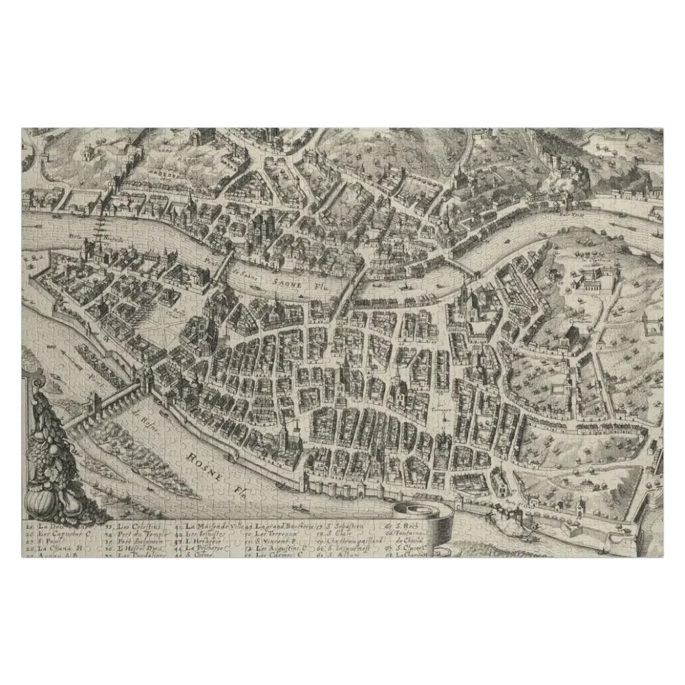 

Vintage Map of Lyon France (1600s) Jigsaw Puzzle Personalized Toy Custom Wooden Gift Puzzle