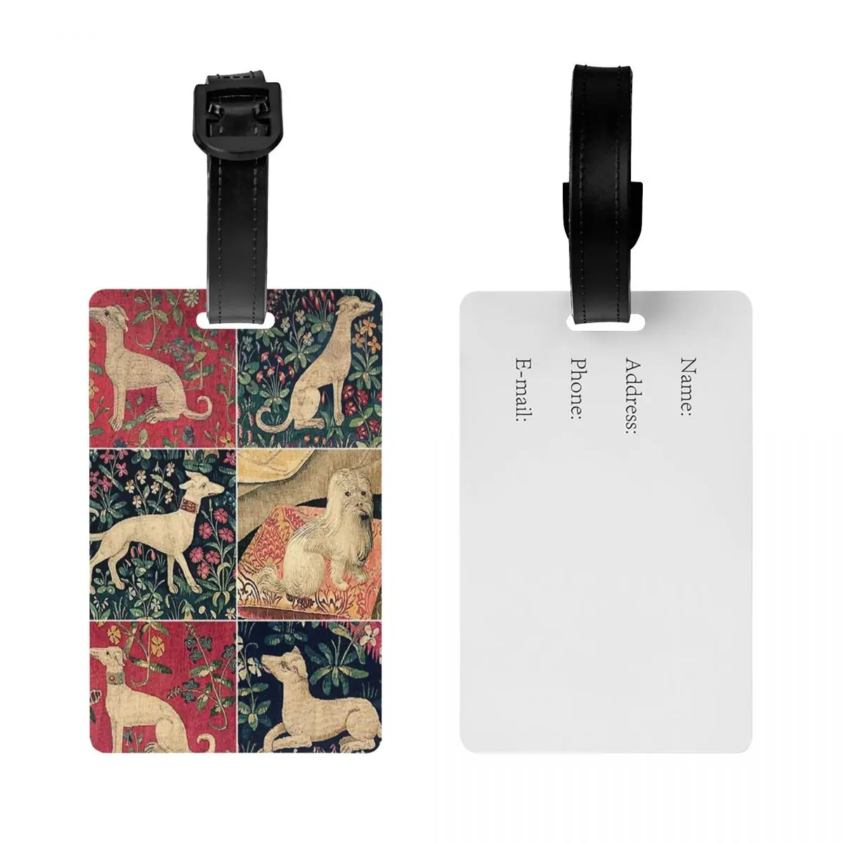 Medieval Greyhound Luggage Tags Custom Whippet Sighthound Dog Baggage Tags Privacy Cover ID Label