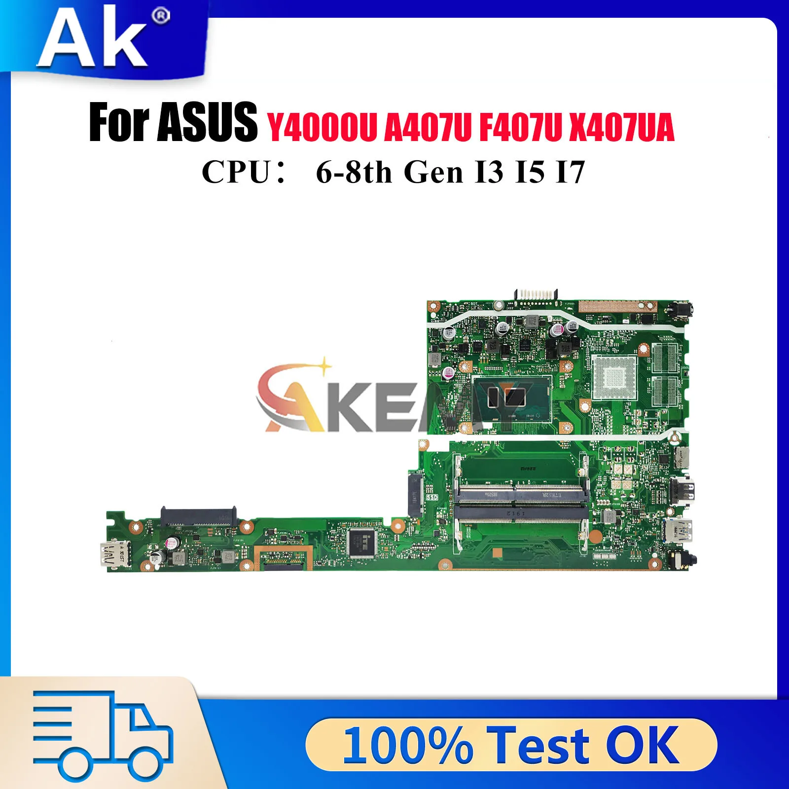 

X407UA Материнская плата для ноутбука ASUS X407UA X407UB X407UV Y4000U X407U X407UBR A407U X407UF X407UAR F407U Материнская плата I3 I5 I7 CPU
