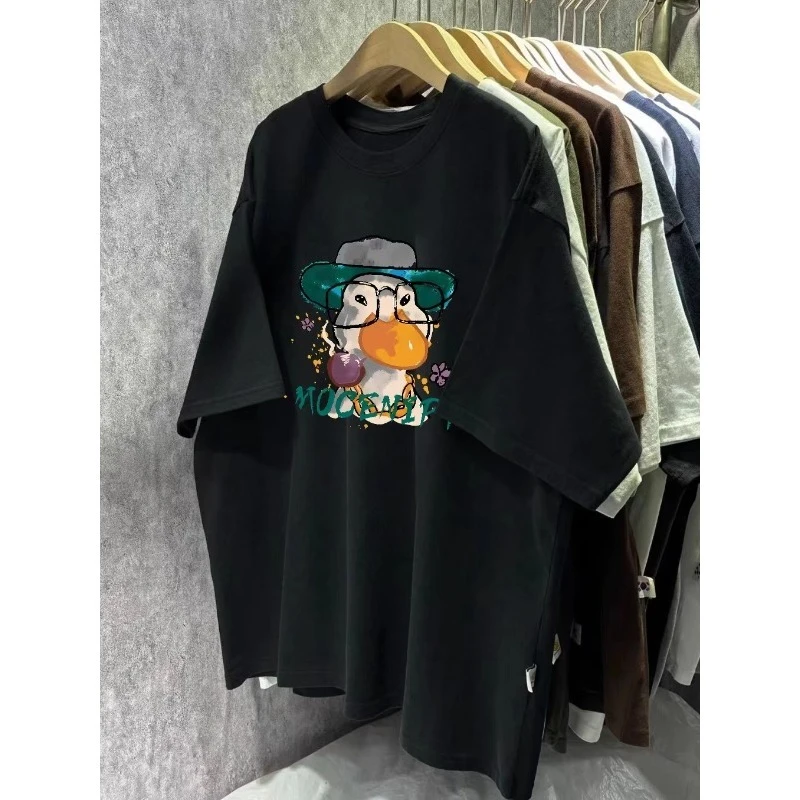 

Новая модная хлопковая футболка с милой головой животного для мужчин и женщин, свободный повседневный удобный топ