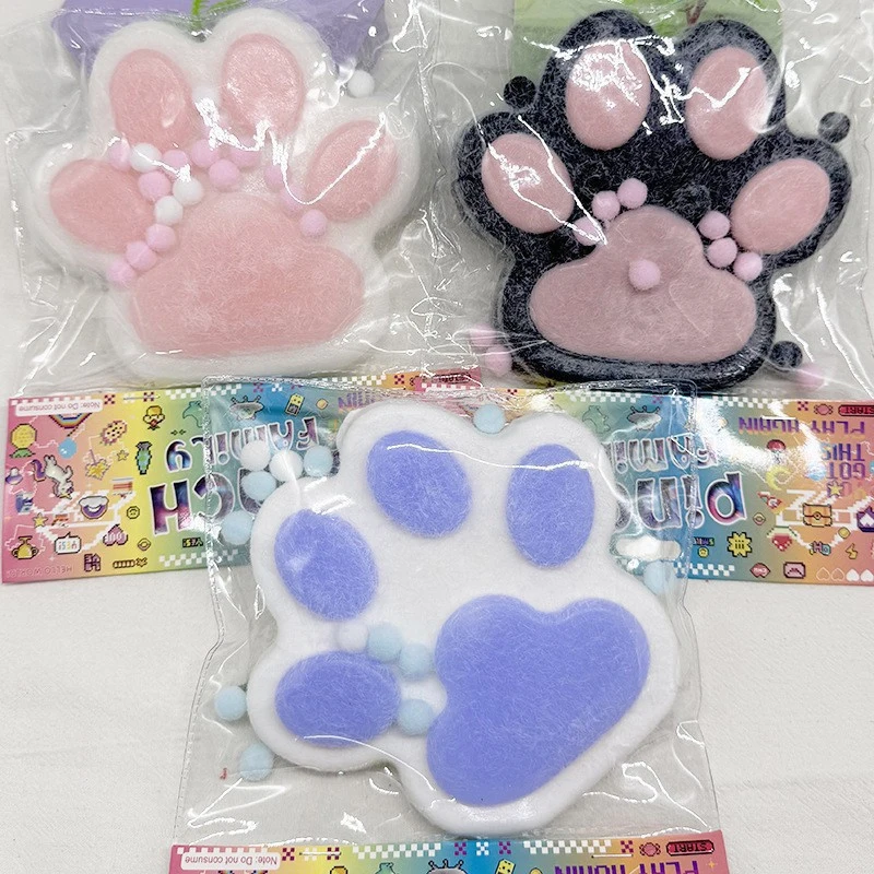 Big Pink Paw Squishy For Kid Adult Giant Furry Cat Paw Sticky Squishy Toys For Stress Relief Super Soft Squeeze Fidget Toy Gift