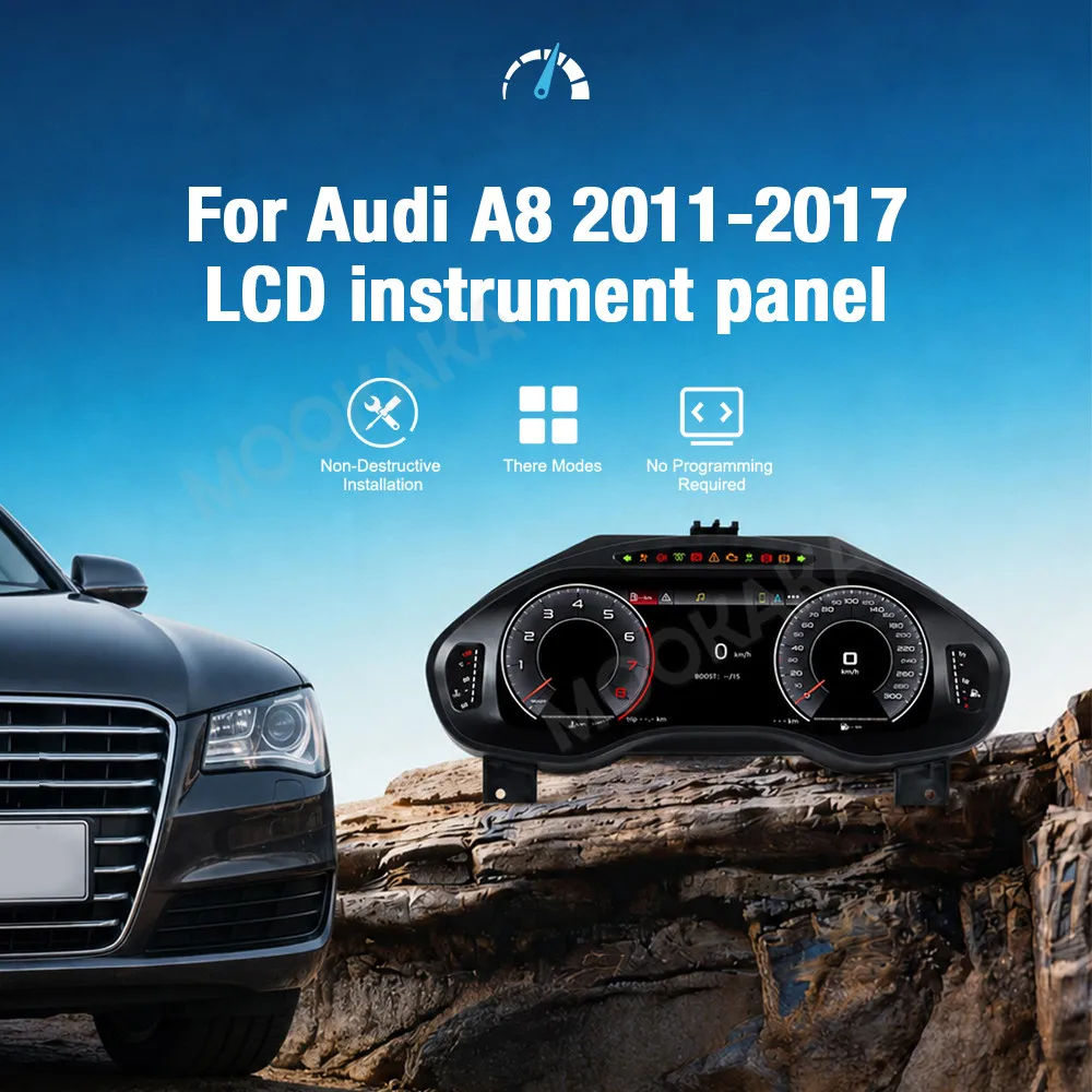 LCD Digital Cluster Virtual Cockpit For Audi A8 D4 2011‑2017 Instrument Speedometer Dashboard Screen Plug And Play Car Parts