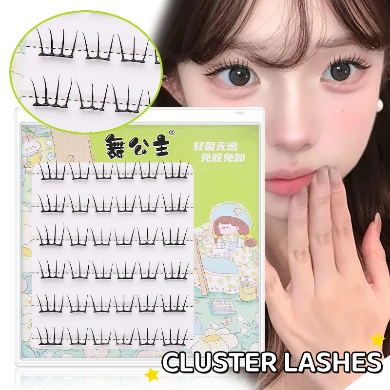 DINGSEN pestañas autoadhesivas de racimo 6 filas pestañas individuales sin necesidad de pegamento maquillaje coreano DIY pestañas naturales