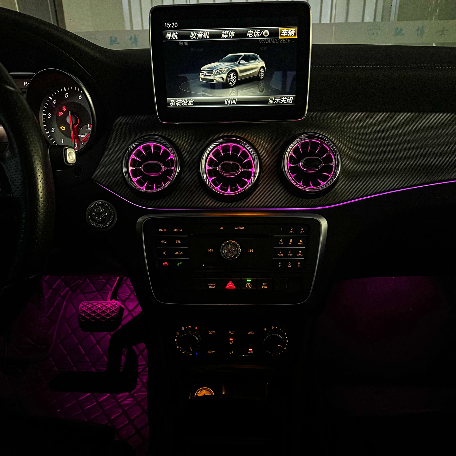 X156 12-Colors LED Ambient Light Kit for Mercedes Benz GLA-class 2013-2019 W156 Luminous Air Vent 4D Rotating Tweeter