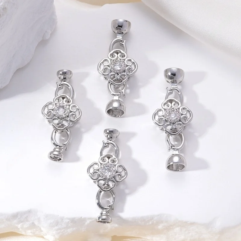 1 Piece Copper Gold-plated Zircon Women's Pearl Necklace Connection Buckle Accessories DIY Jewelry Making Materials Wholesale