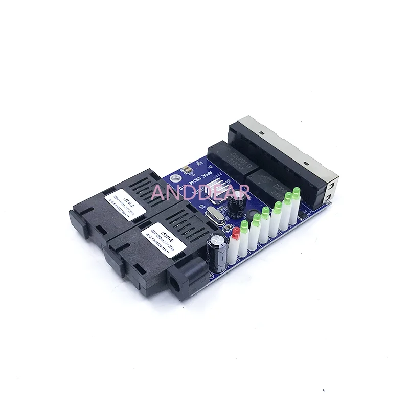 Przejściówka Ethernet do Fiber 4 RJ45 2 SC optyczny Media konwerter jednomodowy Port światłowodowy PCB 10/100M/1000M