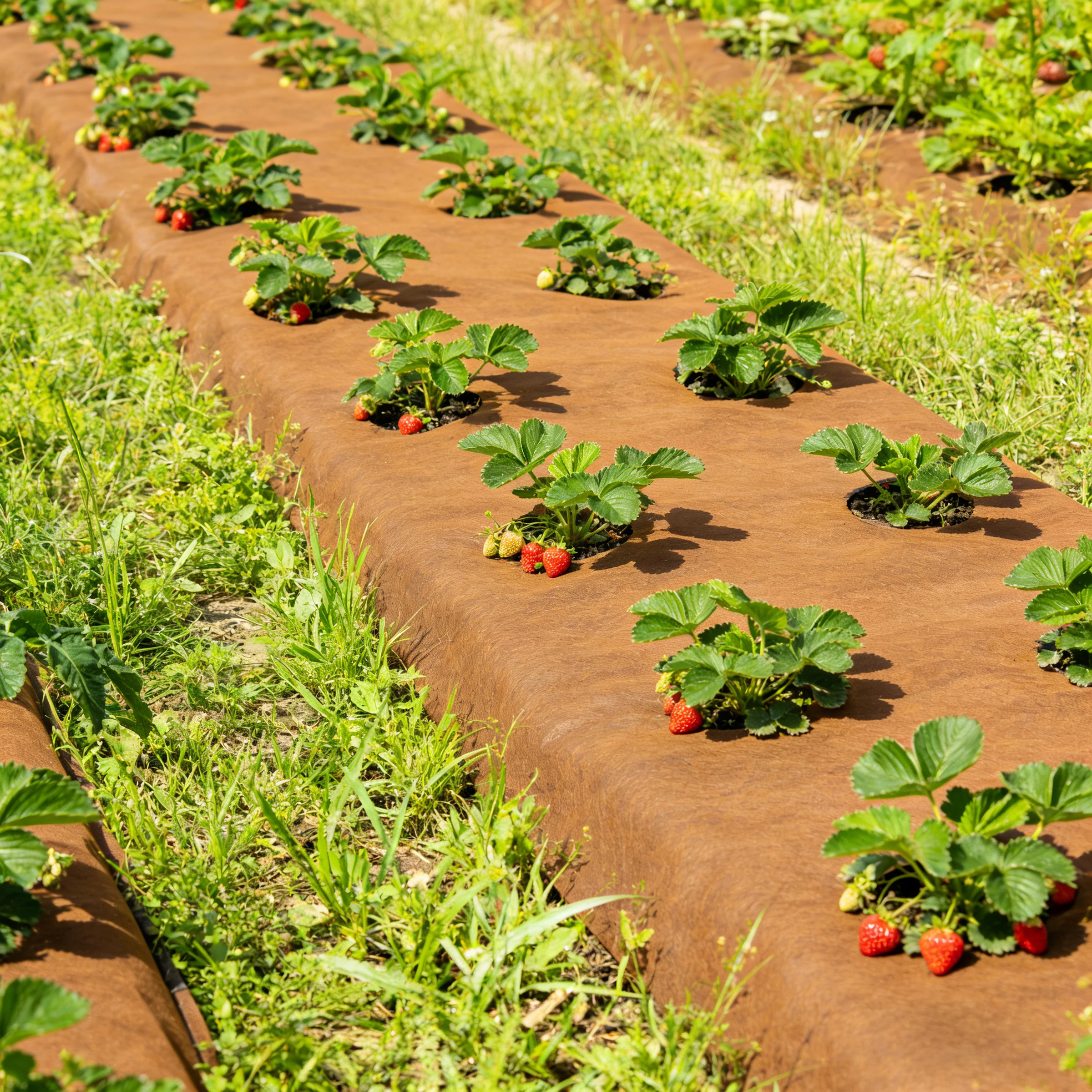 Braunlich-schwarzes Unkrautschutzgewebe, 6,1 Meter lang, inklusive 10 Bodenpfählen – geeignet für Garten- und Landschaftsbau-Bodenabdeckung. – Detail 6
