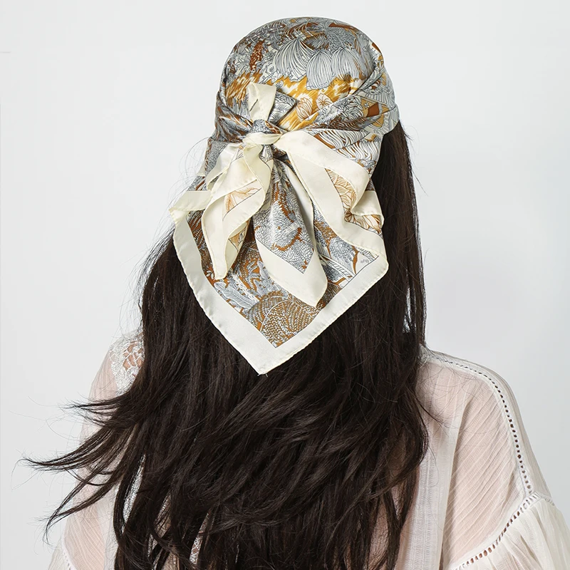 70cm Fashionable Simulation Silk Square Scarves Women Temperament Shawl Wrap Soft Satin Scarf Bandana Female Neckerchief Hijab