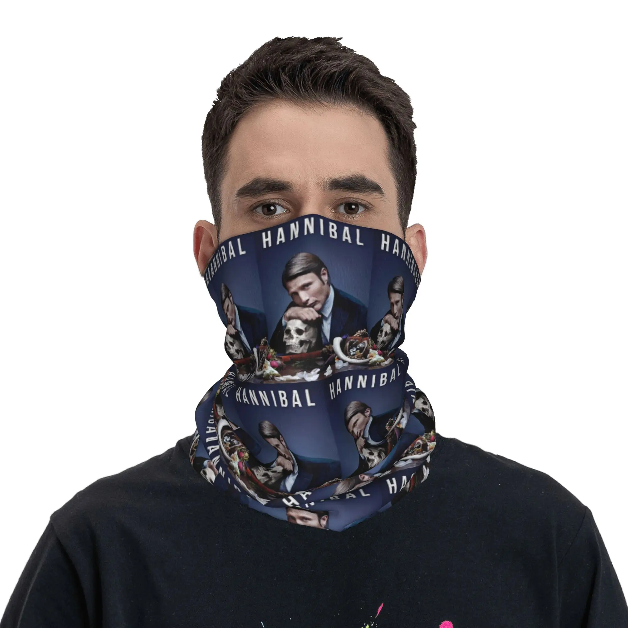 Hannibal Mads Mikkelsen horror movie Merch Bandana Neck Gaiter Printed Mask Scarf Headwear Cycling Unisex Adult Breathable